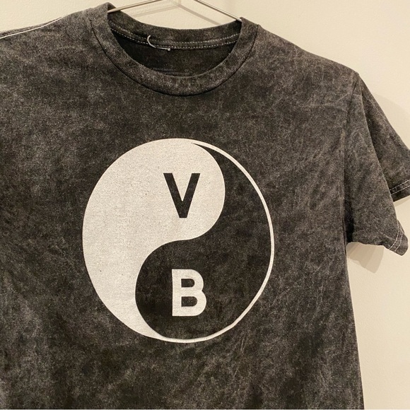 Men's V!agra Boys Yin Yang Bleached Black Tie Dye Band T-Shirt - Picture 4 of 8